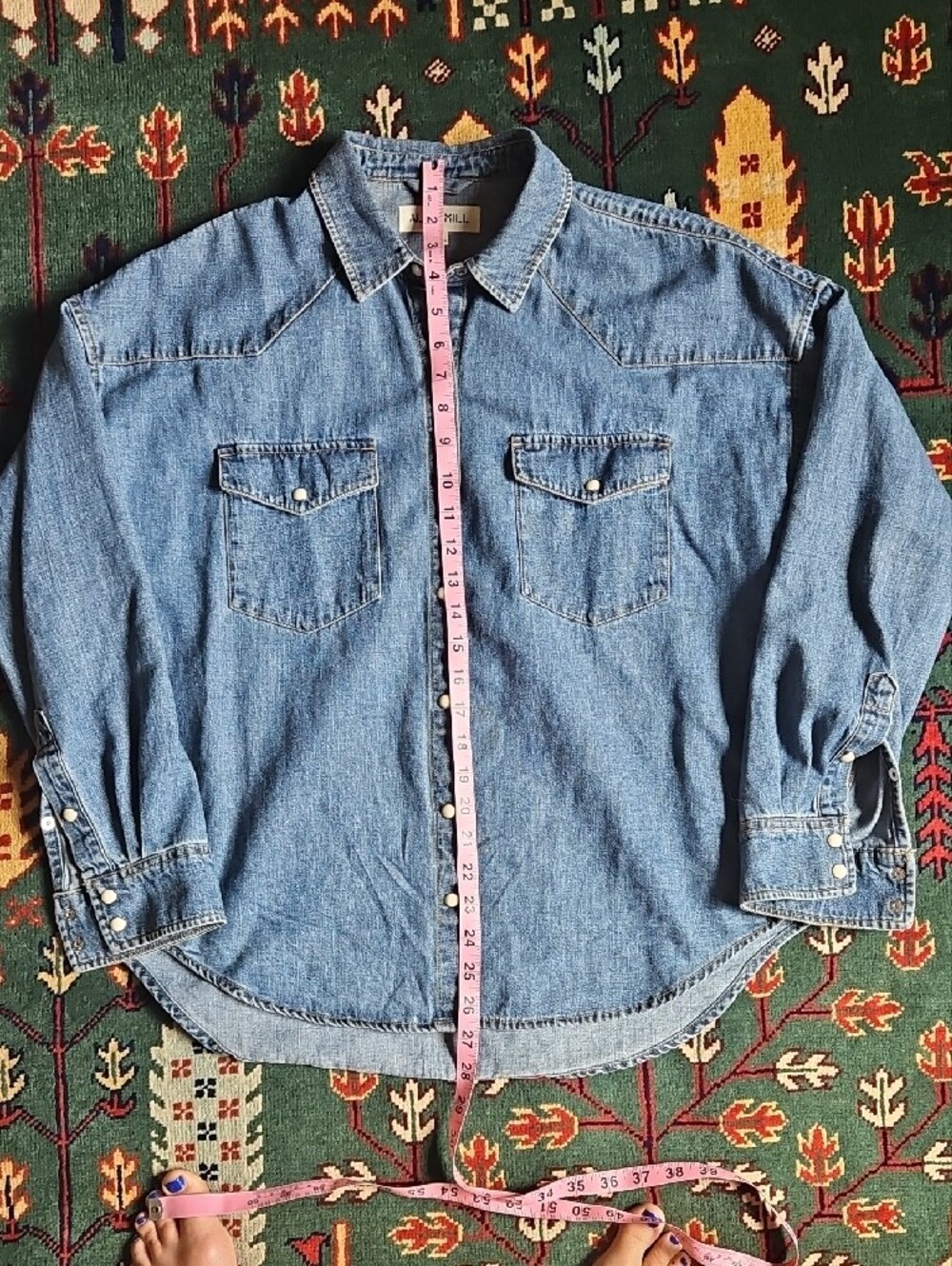 Alex Mill Santa Fe Light Blue Denim Western Snap Shirt - Picture 6 of 7